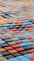 Floating Multicolored Transparent and Opaque Cubes on Black Background video
