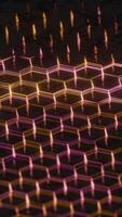 Illuminated Hexagonal Pattern with Neon Pink and Yellow Lights video