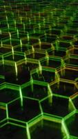 Illuminated Hexagonal Pattern with Neon Green and Yellow Lights video
