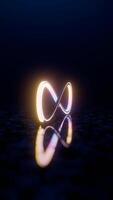 Infinity Symbol with Neon Glow and Reflection on Dark Surface video