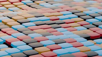 Floating Multicolored Transparent and Opaque Cubes on Black Background video