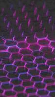 Dark Abstract Hexagonal Pattern with Purple and Pink Light Reflections video
