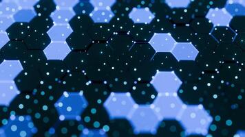 Abstract Blue Hexagonal Pattern with Glowing Dots and Geometric Design video