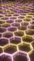 Illuminated Hexagonal Pattern with Neon Pink and Yellow Lights video