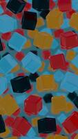 Floating Multicolored Transparent and Opaque Cubes on Black Background video