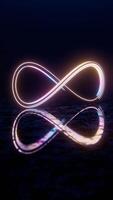 Infinity Symbol with Neon Glow and Reflection on Dark Surface video