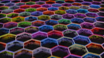 Colorful Abstract Hexagonal Pattern with Neon Light Reflections video