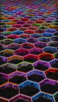 Colorful Abstract Hexagonal Pattern with Neon Light Reflections video