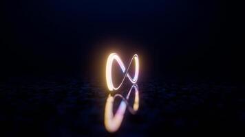 Infinity Symbol with Neon Glow and Reflection on Dark Surface video
