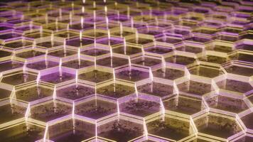 Illuminated Hexagonal Pattern with Neon Pink and Yellow Lights video