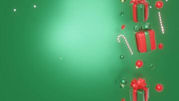 3D Christmas and Happy New Year with green background, suitable for product promotion video