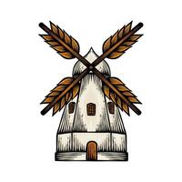 illustration of a windmill with a wheat propeller vector