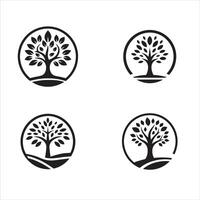 A set of tree circle logo, black and white shape vector