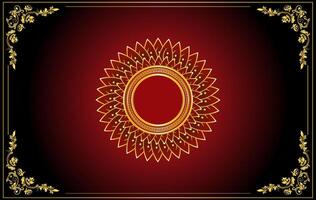 red and golden frame with floral ornament vector