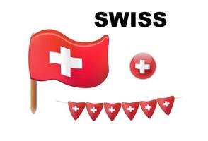3d set of the national flag of Switzerland in various creative designs vector