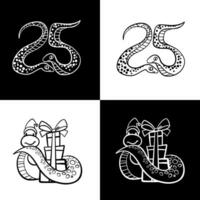 Cute snake character collection linear drawing, Chinese zodiac symbol,, 2025 new year vector