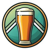 Outline of a glass of beer with a frothy head on a colorful background vector