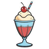 Enjoying a classic ice cream sundae with a cherry on top vector