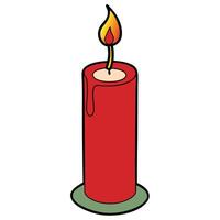 Bright red Christmas candle with a flickering flame and drips vector