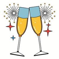 Celebrating new year's eve with toast and sparkling fireworks vector