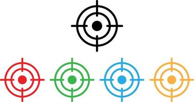 Colorful target icon set in different colors . Dartboard symbol . illustration vector