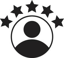 Customer experience icon . Rating icon . Customer product rating with five stars icon vector