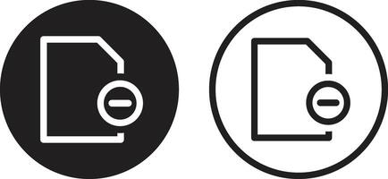 Delete document icon set in two styles . Delete file icon . Remove file icon vector