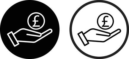 English pound on hand icon set in two styles . Pound sterling money icon . illustration vector