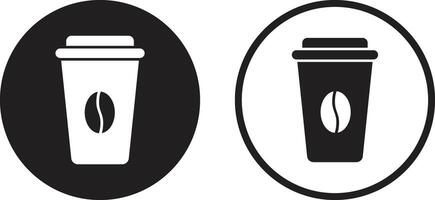 Coffee cup icon set in two styles . Paper coffee cup icon. illustration vector
