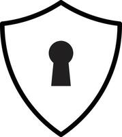 Shield with keyhole icon isolated on white background . Shield security lock icon vector