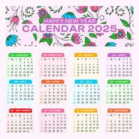 Happy year 2025 colorful calendar template in modern style vector