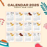2025 Calendar template for happy new year with creative background vector