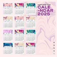 Creative new year 2025 calendar with colorful background vector