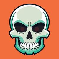 A cartoon skull with a big mouth on an orange background vector