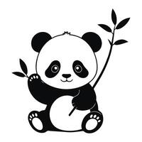 A cute baby panda silhouette with a round face, playful posture, and distinctive markings, symbolizing innocence, charm, and nature in a minimalist design. vector