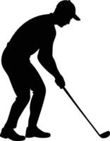 Golfer Taking a Shot in the Field vector