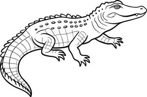 Crocodile Line Sketch vector