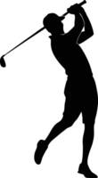 Golfer Action Silhouette Taking a Swing vector