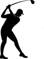 Silhouette of a Golfer Taking a Swing vector