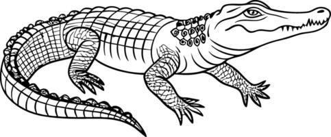 Simplified Crocodile Line Drawing vector