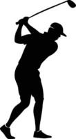 Silhouette of a Golfer Aiming a Swing vector