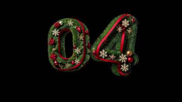 Festive Christmas Number 04 Design Crafted from Evergreen Branches and Ornaments video