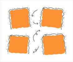 Set of hand drawn doodle frames and arrows. Template for decoration vector