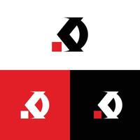 Modern logo design featuring abstract geometric shapes in black, white, and red color variations. vector