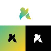 A vibrant gradient logo showcasing a stylized figure, embodying progress and teamwork. Ideal for business, representing growth and collaboration. vector