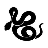 Black silhouette of snake. Reptile illustration. Clipart boa constrictor, cobra, grass snake, python Isolated on white background vector