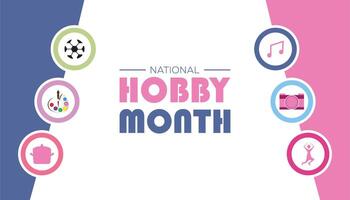 National Hobby Month observed each year during January. People Awareness concept. template for banner, greeting card, poster with background. vector