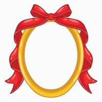 Illustration of a red bow in a golden frame on a white background vector