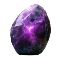Magic shiny raw amethyst brazilian rock isolated on transparent background with purple glow inside. For jewelry design and for computer game design. Purple stone. png