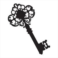 Vintage Key black silhouette on white background vector